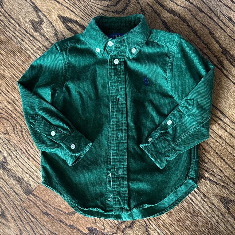 Polo by Ralph Lauren Dark Green Corduroy Button-Down Shirt for Kids